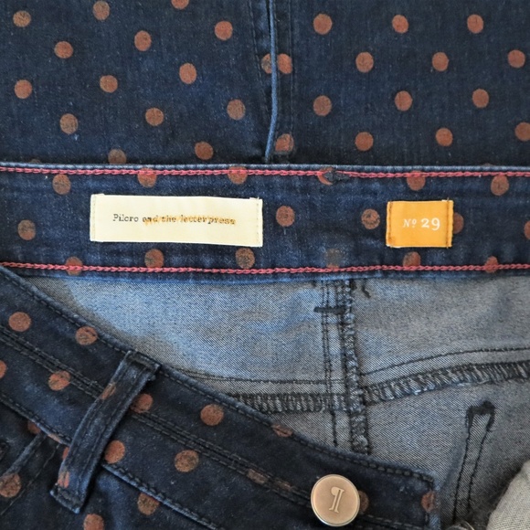 Anthropologie Blue Denim Polka Dot Pencil Skirt - Picture 3 of 3